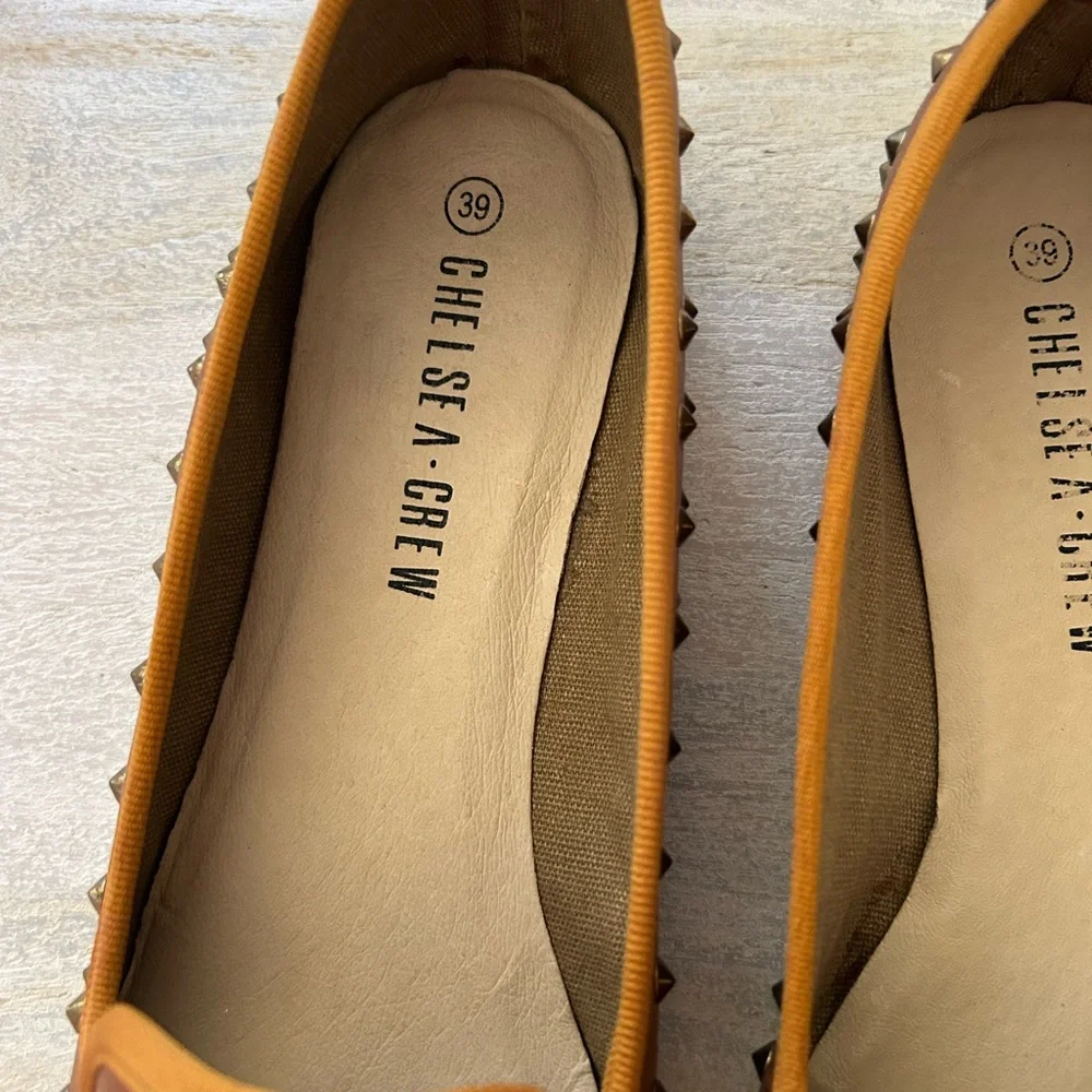 Chelsea Crew Women’s Stallion Brown Tan Studded Flats Loafers 39 - Picture 6 of 9